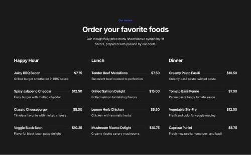 Pricing Menu 10