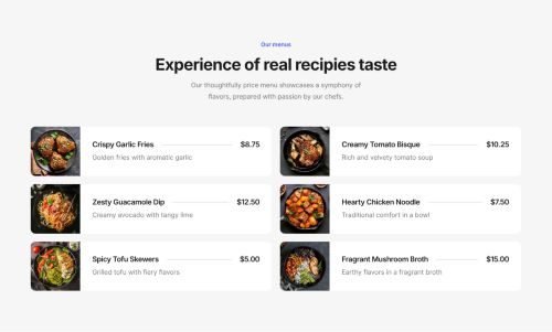 Pricing Menu 2
