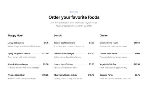 Pricing Menu 9