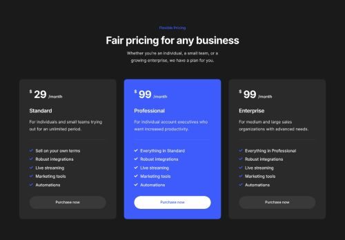 Pricing Tables 20