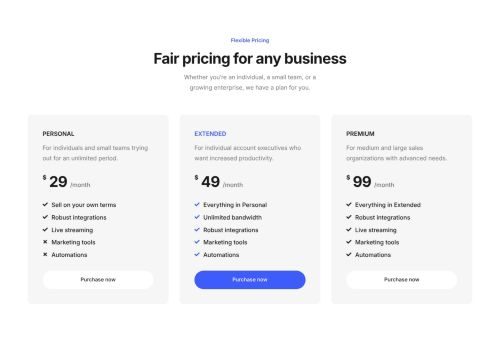 Pricing Tables 7