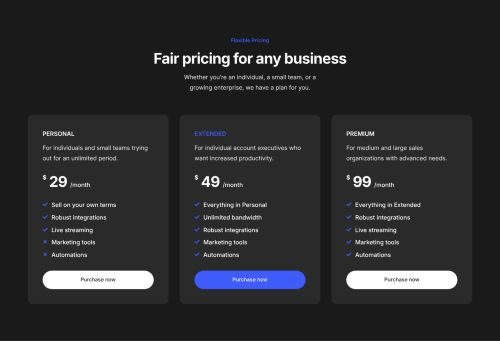 Pricing Tables 8
