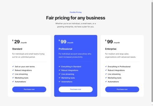 Pricing Tables 18
