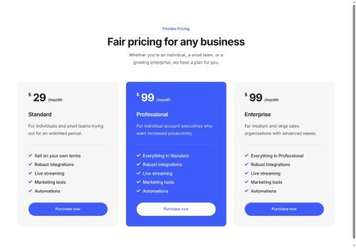Pricing Tables 19